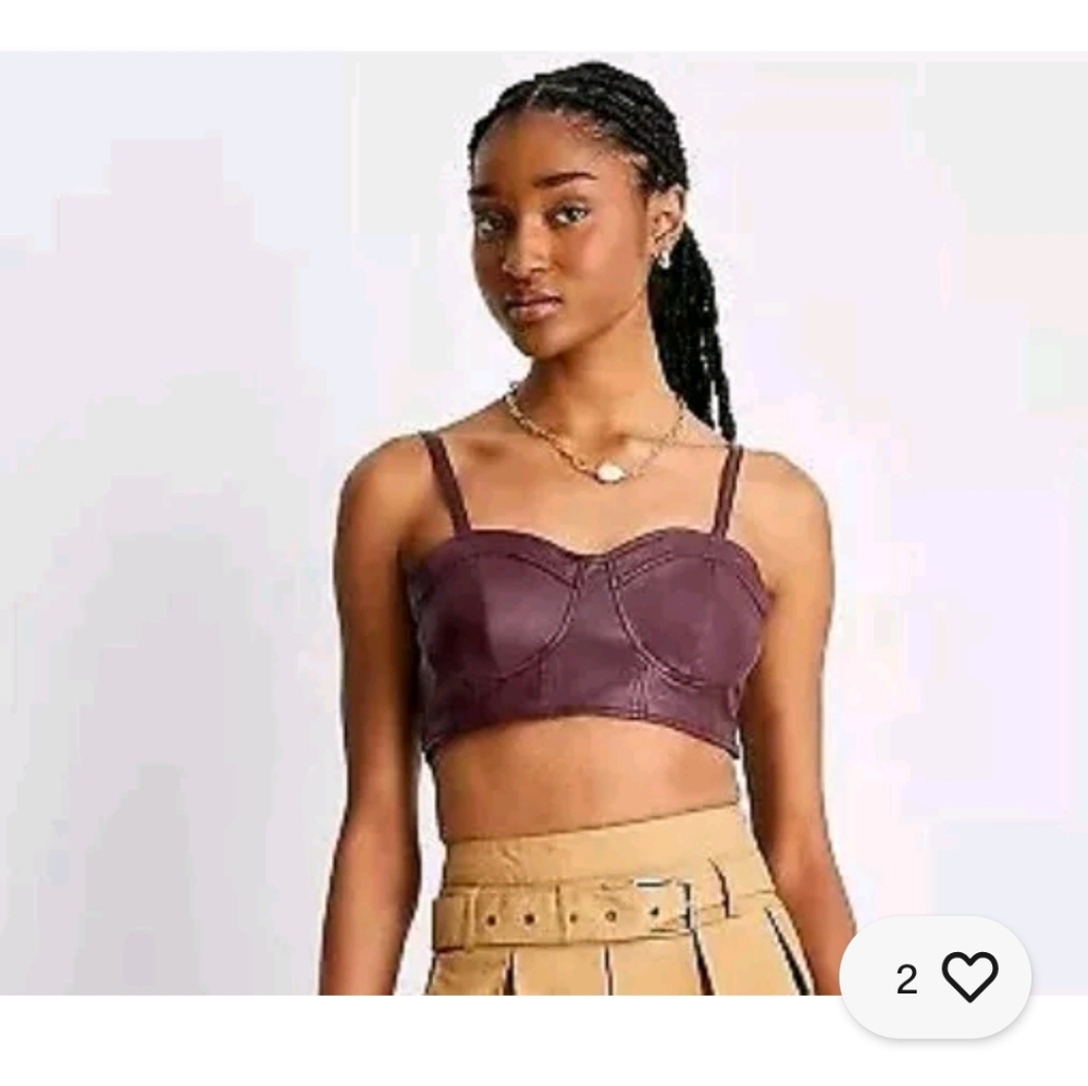 Strappy Faux Leather Tiny Top Size L $12